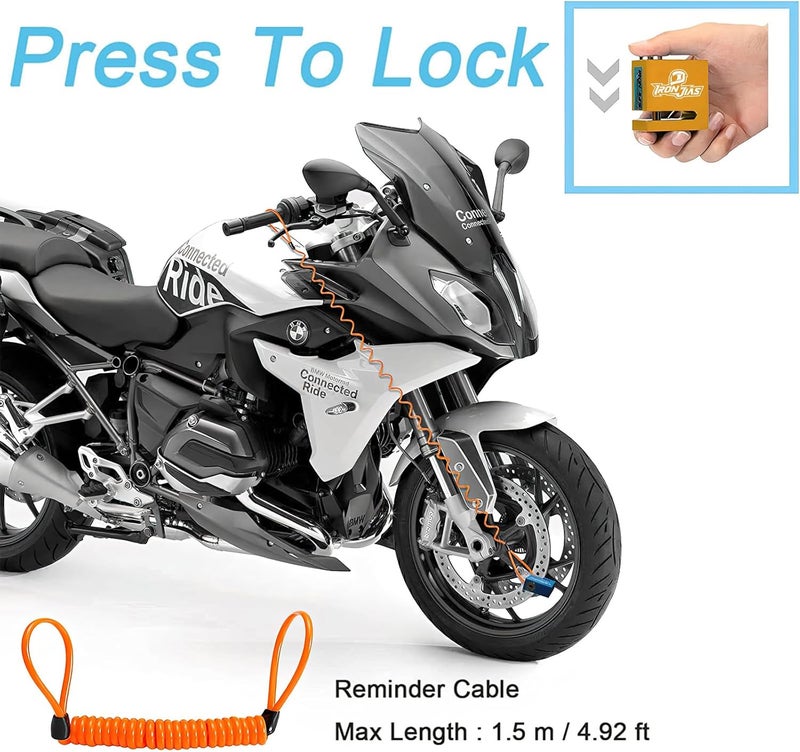 Grapelet Motorcycle Disc Lock Anti-Theft Wheel Brake Lock Waterproof Alloy with Reminder Cable and 2 Keys, Alarm-Free for Motorbike, E-Scooter, Mountain Bike - Image 3